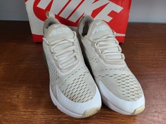 Nike Air Max 270 White Metallic Silver 943345-103 Womens Size 7.5 Youth Size 6Y