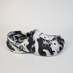 Crocs Classic Marbled Slip On Clogs, Black/White Tie Dye, Youth Kids Size: J5