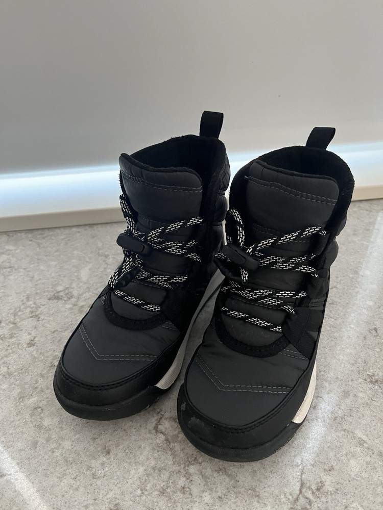 Sorel Whitney II Black Insulated Waterproof Winter Snow Boots sz 12 Little Kids