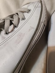 CONVERSE ALL STAR 637664C White Leather Gray Sneakers Junior Size 3 / 35