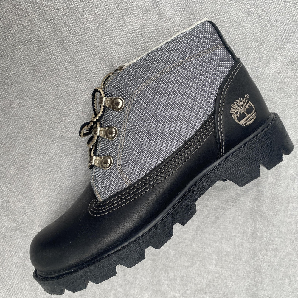 Timberland Boots Kids Size 13M Gray Black Waterproof Leather Hiking Trail Combat