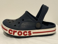 Crocs Classic Clogs w/Heel Strap – Navy, Red & White w/Logo – Toddler Size 10