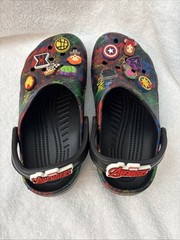 Crocs Classic Marvel Avengers Clog Black Superhero Slip On Shoes, J 6 Youth (W8)