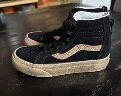 VANS KIDS 11 Sparkle Rose Gold/Black Suede SKATEBOARDING HI TOP ZIP UP SNEAKERS