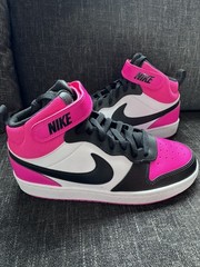 Nike Court Borough Mid 2 Black Pink Sneakers, Youth Size 7y HV0933-100
