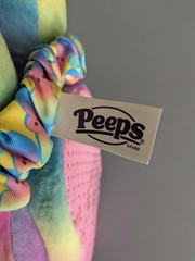 PEEPS Easter Bunny Flat Slippers Kids Medium (13-1) Colorful TieDye & Bow Detail