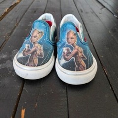 Vans Marvel Groot Toddler 4 Slip On Shoes Blue Brown Guardians of the Galaxy