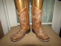 Mexico Brown Square Toe Studded Inlay Western Boots Kids size 11 Mex 18