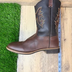 Magellan Outdoors Youth – Size 3 – Brown / Black Square Faux Cowboy Boots 167252