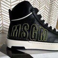 MSGM Unisex Kids Black High Top Sneakers Kips Nero Rubber Sole EU 33