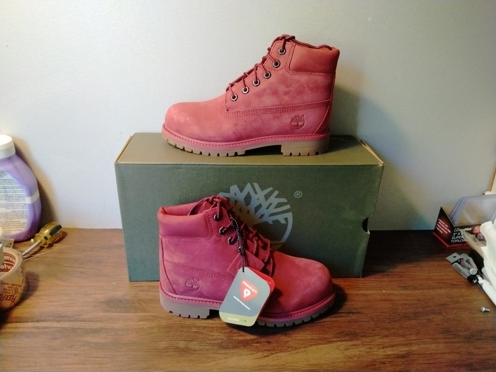 TIMBERLAND KIDS PREMIUM 6-INCH WATERPROOF BOOTS A1VKE Size 2.5 Burgundy