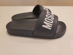 Moschino black pool slides slippers with white logo size 29-30EUR/11.5-12.5US
