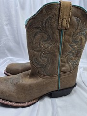 Dan Post Brown Turquoise Western Embroidered Leather Boots Unisex .
