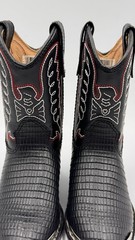 New Durango Kids Natural Lizard Print Western Boots Sz 6D USA Silver Toe Black