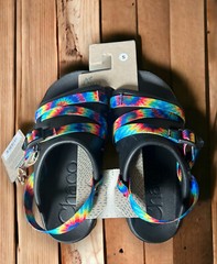 NWT! Chaco Chillos Sport Dark Rainbow Tie Dye Big Kids Sandals Sz 5 Ankle Strap