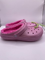 Crocs Classic Lined Glitter Clog K Pink Sparkle Fuzzy Shoes J5 207462-6WY NEW
