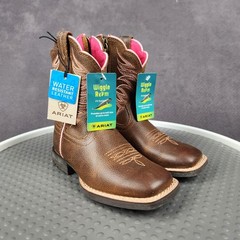 Ariat Firecatcher C Boots Kids Size 10 Brown Leather Zip Western Square Toe
