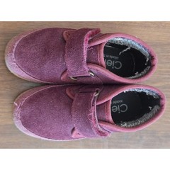 Cienta Kids Burgundy Suede Hook and Loop Sneakers Made in Spain Purple EU 27