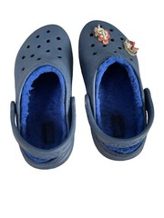 Kids‘ Junior’s Classic Fleece Lined Crocs Clog Navy Blue Blue J1