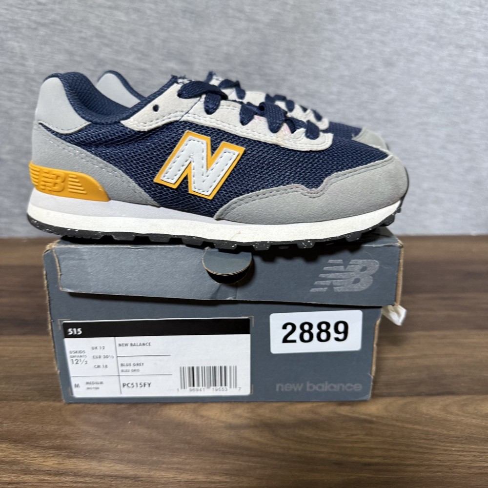 New Balance 515 Blue Grey Yellow Kids Size 12.5 PC515FY