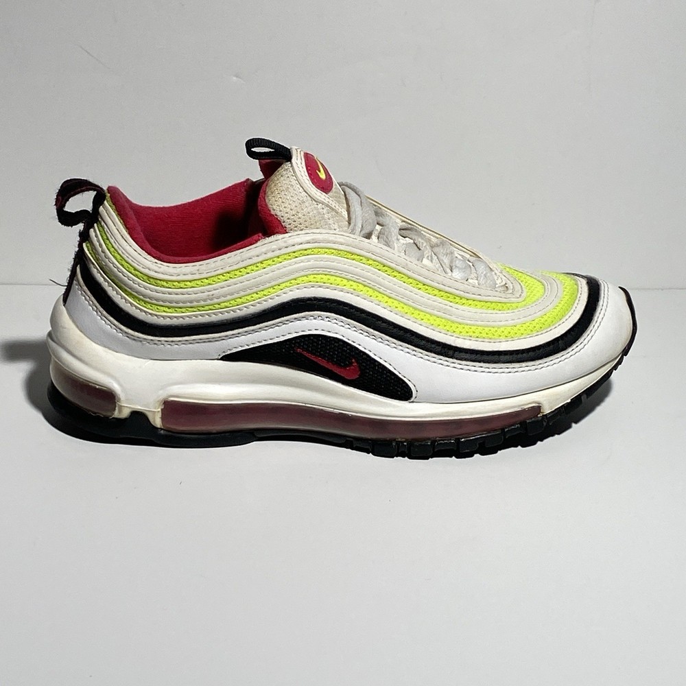 Nike Air Max 97 White Rush Pink Volt Sneakers CJ9978-100 Reflective Sz 5Y