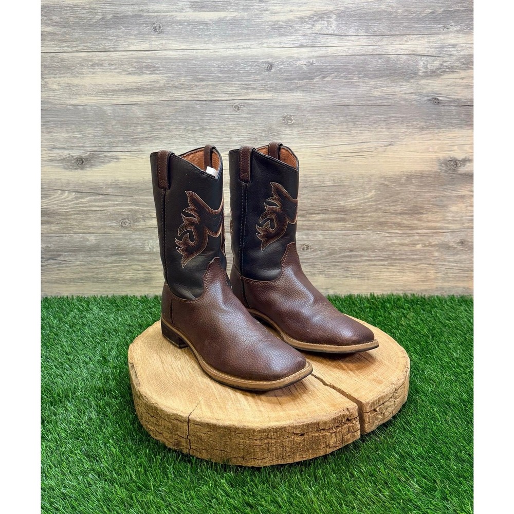 Magellan Outdoors Youth – Size 3 – Brown / Black Square Faux Cowboy Boots 167252