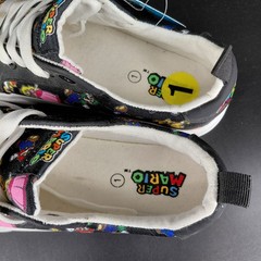 Ground Up Shoes Kids Size 1 Super Mario Sneaker Lace Up Black Multicolor Cartoon