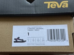 Teva Kids Original Multicolor Universal Sandal, Black Pink Size 1Y NEW