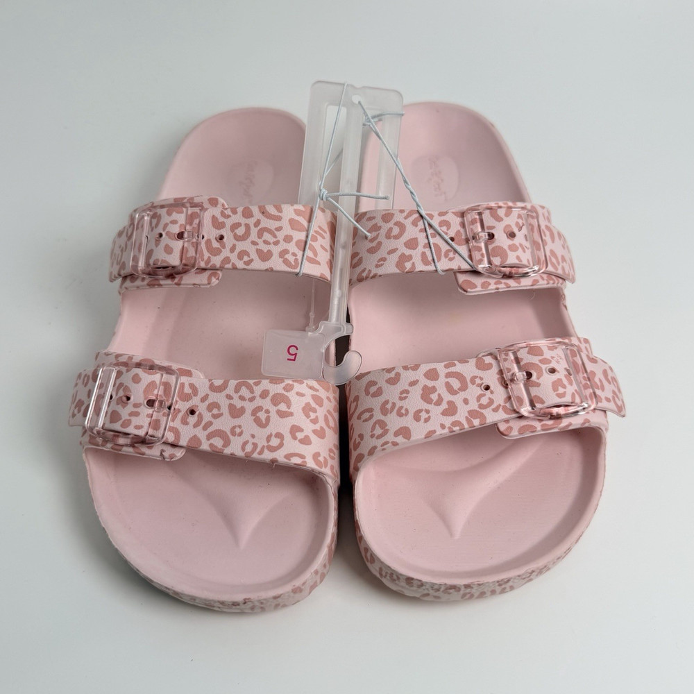 Cat & Jack Pink Leopard Print Buckle Slide Sandals Unisex Kids US 5 013