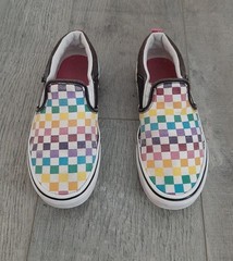 Vans Rainbow Checkered Classic Slip-On Shoes US Missy 4.5