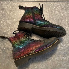 Dr Martens 1460 Pascal J Rainbow Crocodile Metallic Suede Boots Youth Kids 3
