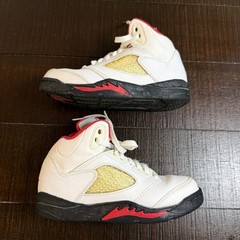 Jordan 5 Retro Fire Red 2012 White Black Red Kids Shoes 440889-100 Size 13C
