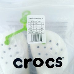 New Crocs Lined Clogs Kids Classic White/Grey US Size J1 Junior 1 Mod 207010