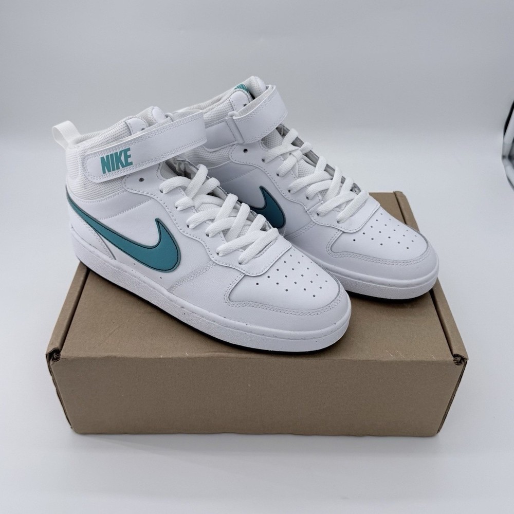 Nike White Teal High Top Athletic Sneakers Kids Size 7 Synthetic Comfort