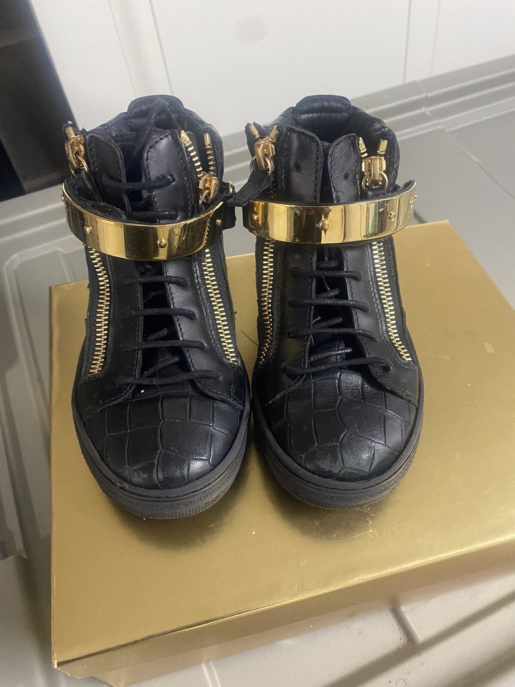 Giuseppe Zanotti Kids High Top Sneakers Sz 30 Made in Italy Black