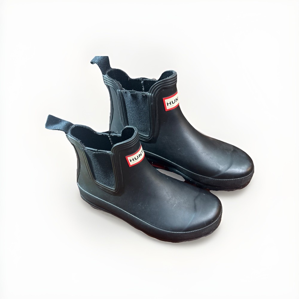 Hunter Big Kids Unisex Original Chelsea Black Rain Boot US 4 UK3