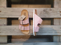 Swedish Sandals Maguba Pink with Silver Flowers Suede Size 34