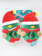 Squishmallow Christmas Elf Duck Slippers Child 13/1 Red Green Kelly Toys