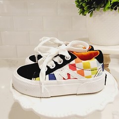 Kids MUDD POPPY Checkered Multicolored Lace Up Sneakers Size 6