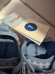 Cat & Jack Blue White Gingham Sneakers Unisex Kids Hook & Loop US 7