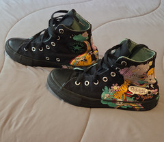 Converse Chuck Taylor All Star Psychedelic Hoops Graphic Black High Tops Size 2