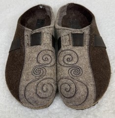 Haflinger Slipper Shoes Size 39 Brown Wool Clog Swirl House Non-Slip Cozy