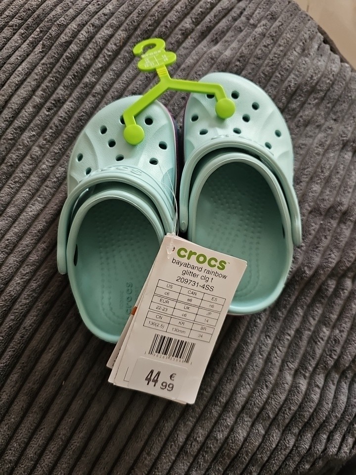 Crocs Bayaband Rainbow Glitter Clogs Sandals Unisex Kids Size C6 New