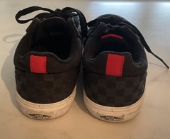VANS Seldan Checkerboard Low Top Shoe | Black/Gray/Red | Youth Size 5.5 | 500714