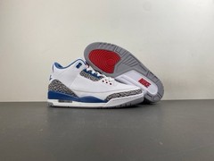 Nike Air Jordan 3 Retro Kids 9.5 White/Blue Elephant Print Leather Low Top