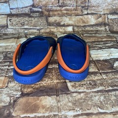 Crocs BAYA slide Open Toe Heel Strap Kids size C 8/9 Blue W/ Penn State Jibbitz