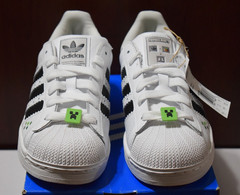 adidas Superstar II J Minecraft Sneakers KIDS 5.5 White Black Green NWT Box!