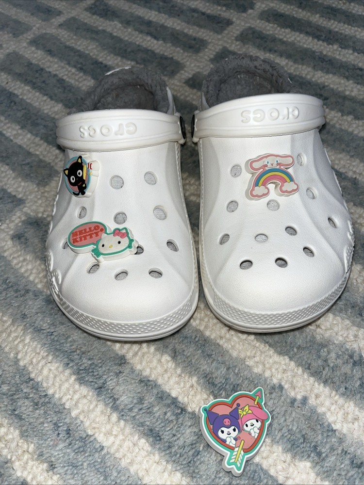 Crocs Baya Lined White w Gray Lining Hello Kitty Rainbow Black Cat Gibbits Jr 1