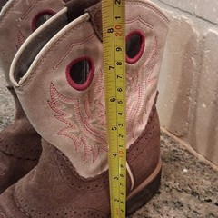 Ariat Brown White Pink Western Boots Unisex Kids Leather Pull On EU 32