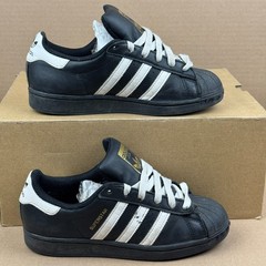 Adidas Superstar J Black White Shell Toe Shoes EF5398 Size 4.5Y